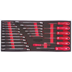 25pc Ring and Open End Spanners and Screwdriver Tray
