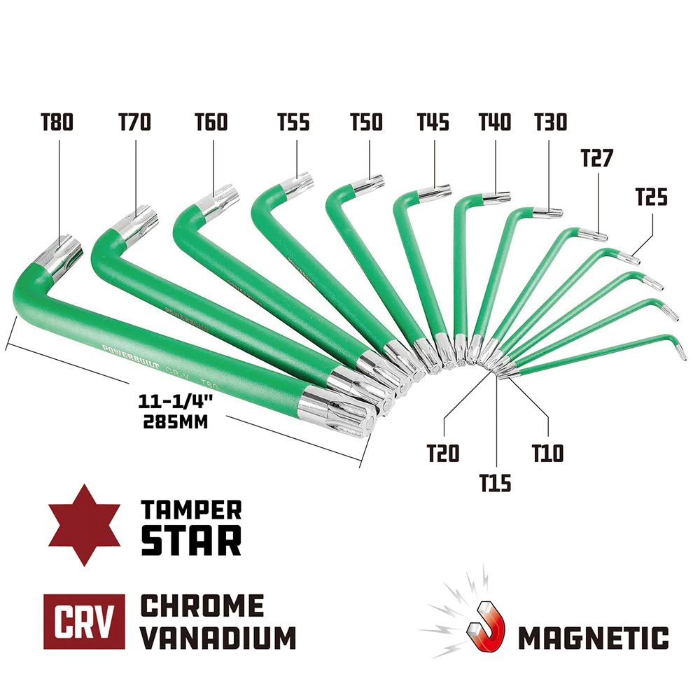 13pc Jumbo Long Magnetic Star/Torx Key Wrench Set - Image 2