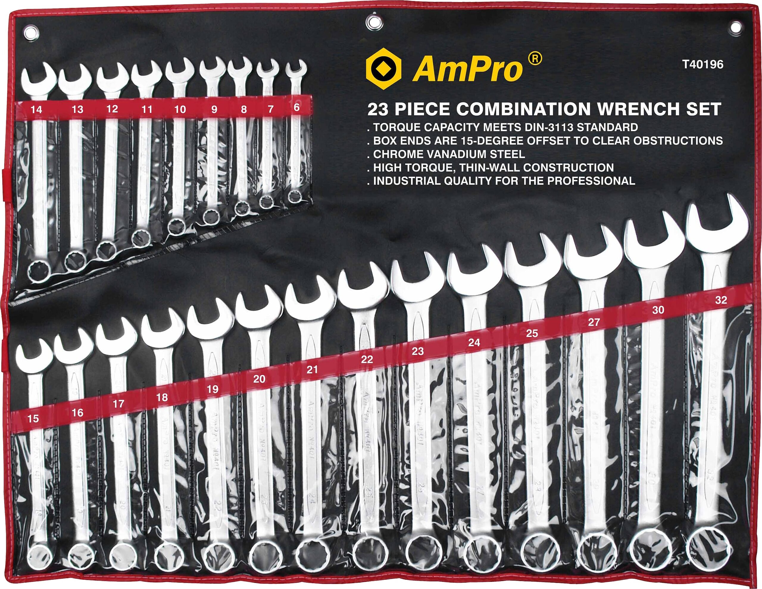 AmPro Combination Wrench Set 6-32mm 23pc