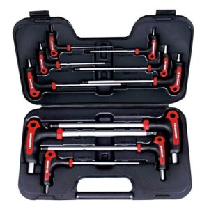 AmPro T-Handle Hex Wrench Set 10pc - AF - Ball End (5/64"