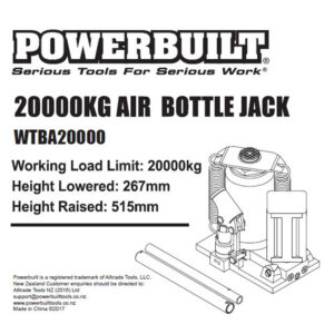22 Ton / 20000kg Air Hydraulic Bottle Jack