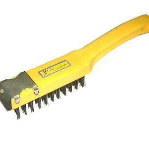 Xcel Wire Brush Plastic Handle With Scraper 4-Row